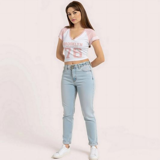 Women's Pink Designer Crop Top, Refined Pink Top - Apparel - front view | Snazzyway