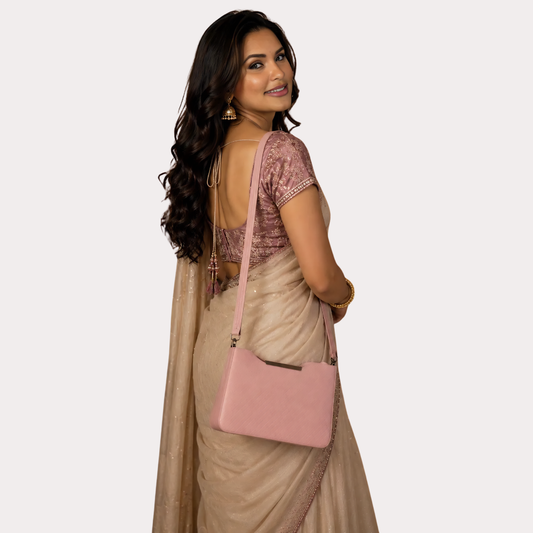 Women's Pink Textured Sling Bag, Regal Pink Crossbody Purse - Apparel - front view | Snazzyway