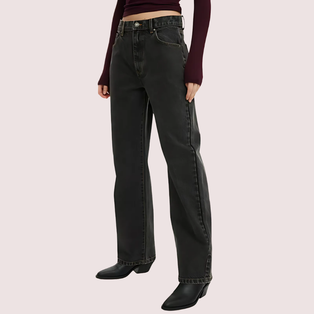 Women's Black Denim Jeans, Exquisite Black Denim Pants - Apparel - front view | Snazzyway