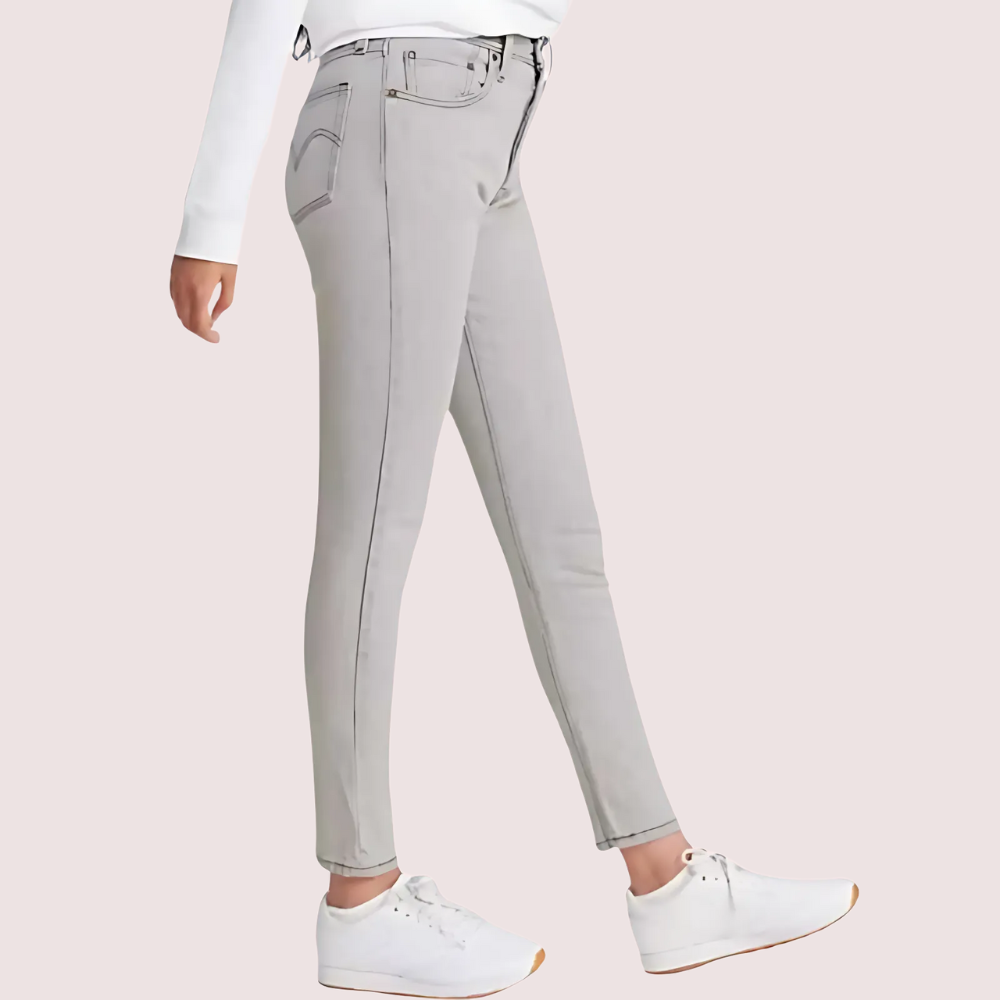 Women's Grey Designer Jeans, Radiant Grey Denim Pants - Apparel - back view | Snazzyway