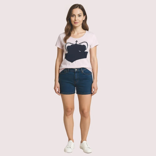 Women's Pink Designer T-Shirt, Stylish Pink Casual Top - Apparel - front view | Snazzyway
