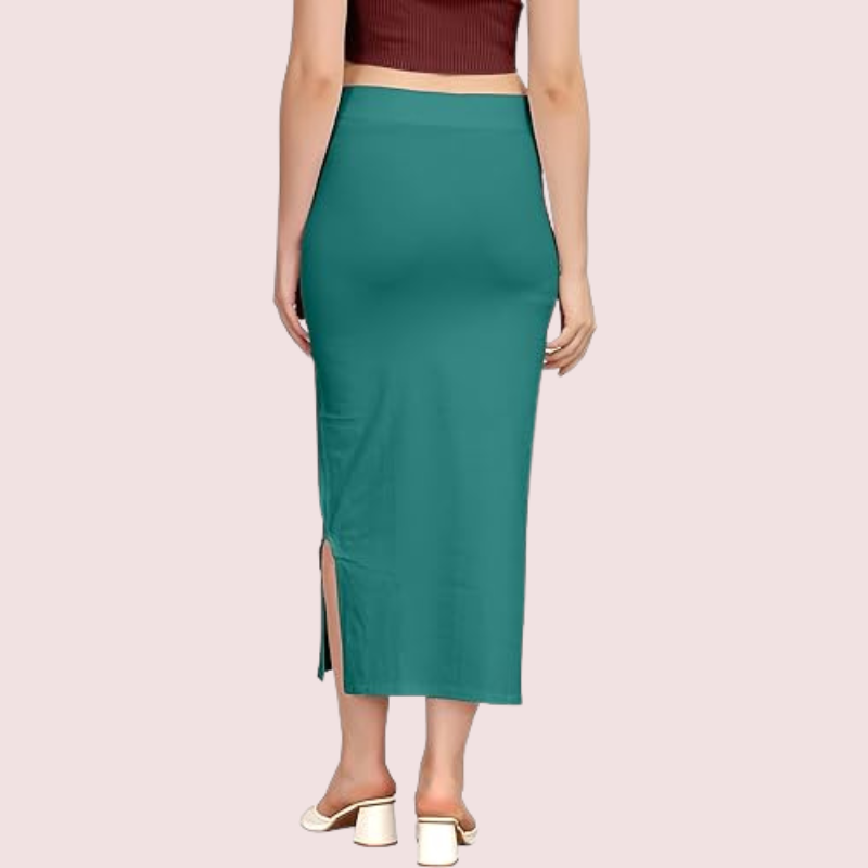 Women's Peacock Green Cotton Petticoat, Sophisticated Peacock Shapewear - Apparel - side view | Snazzyway