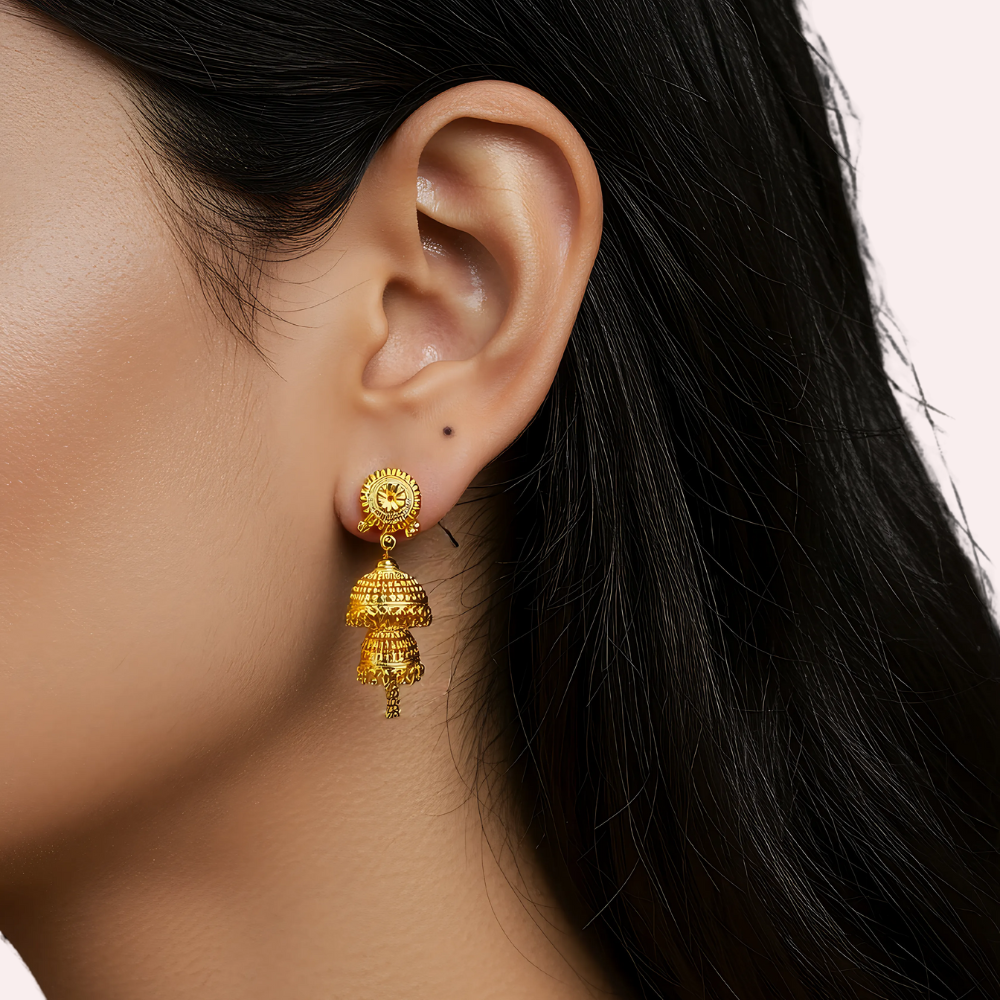 Women's Gold Designer Earrings, Graceful Gold Stud Earrings 2 - Apparel - front view | Snazzyway