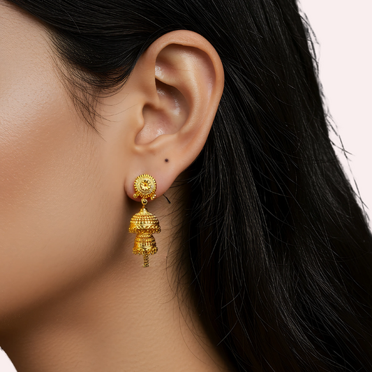 Women's Gold Designer Earrings, Graceful Gold Stud Earrings 2 - Apparel - front view | Snazzyway