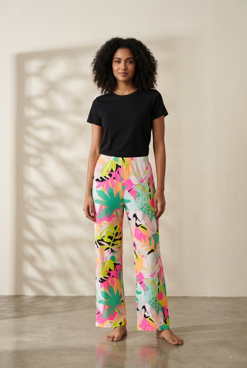 Women's Pyjama Full Pant - Orange - Western Wear - front view | Villows DTrendz