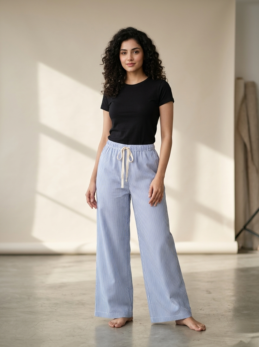 Women's Palazzo Full Pant - Blue - Western Wear - front view | Villows DTrendz