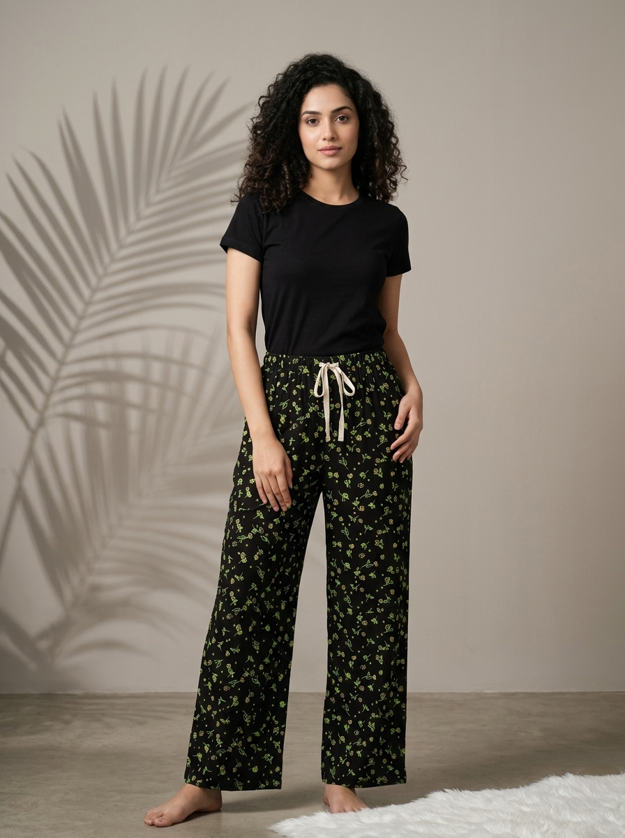Women's Palazzo Full Pant - Black - Western Wear - front view | Villows DTrendz