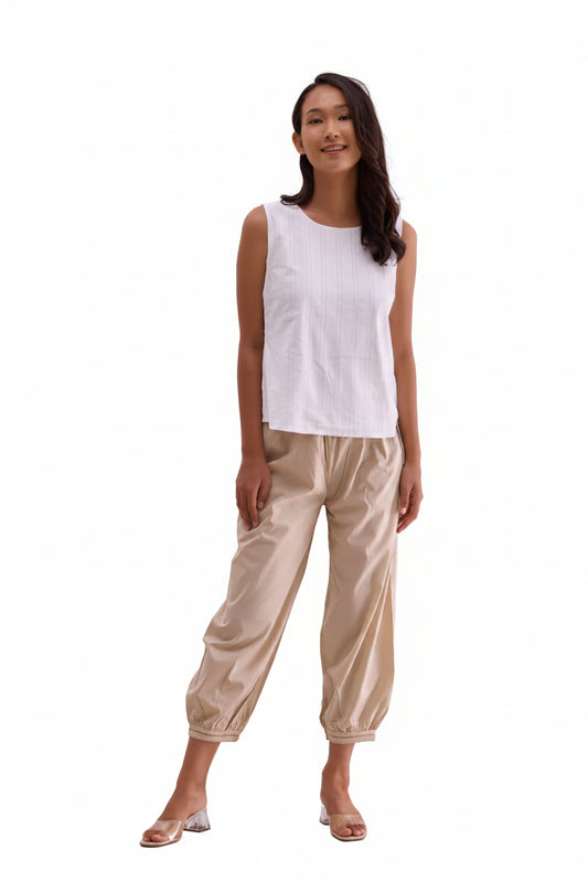 Women’s Light Beige Cotton Cropped Salwar - Indian Ethnic Wear - front view | Villows DTrendz