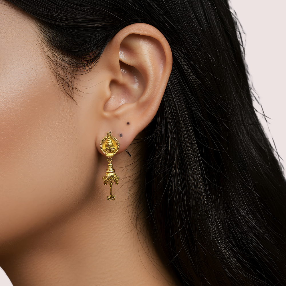 Women's Gold Designer Earrings, Classic Gold Stud Earrings - Apparel - front view | Snazzyway