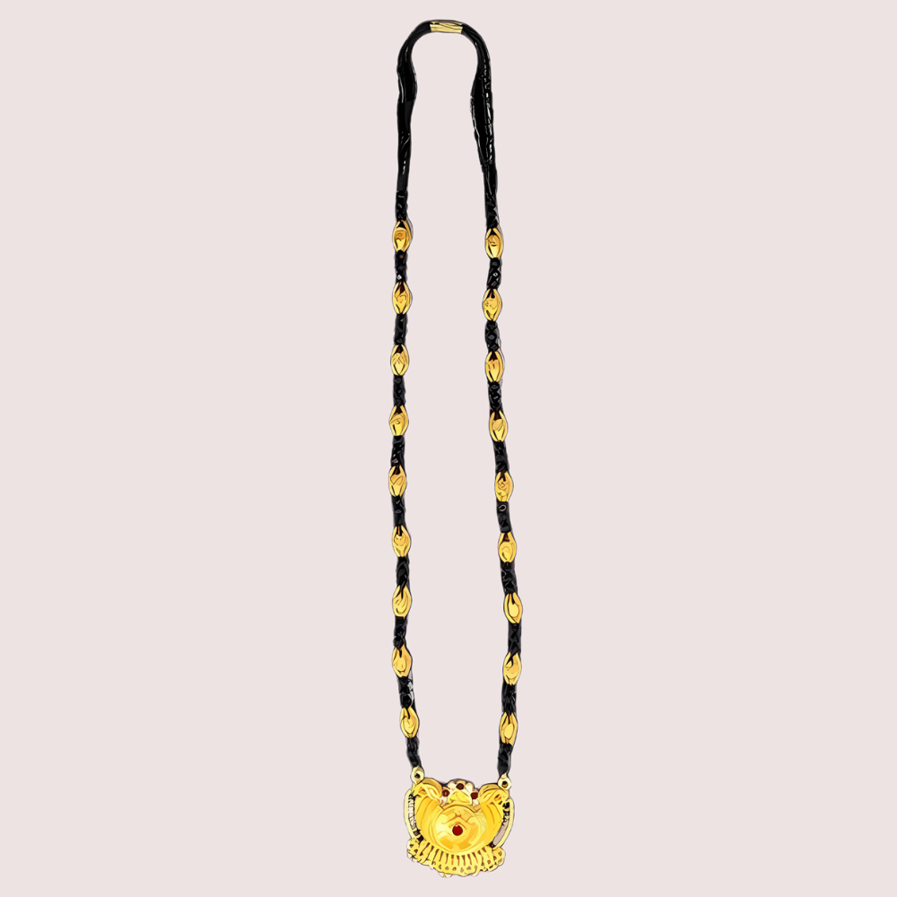 Women's Golden Designer Mangalsutra, Graceful Golden Pendant Necklace - Apparel - front view | Snazzyway