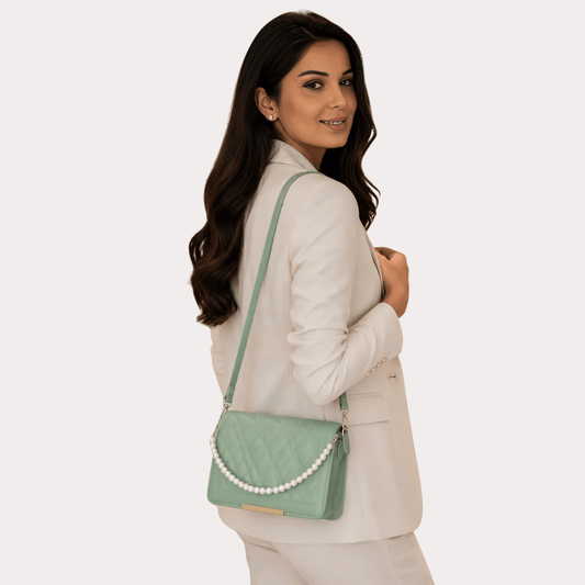 Women's Pearl White Pearl Handbag, Opulent Pearl Purse - Apparel - close-up detail view | Snazzyway
