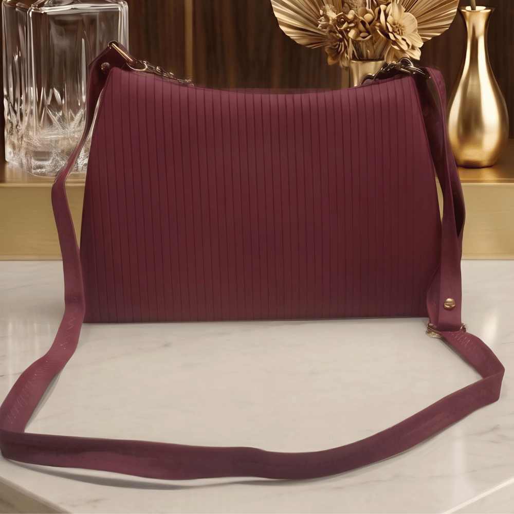 Women's Wine Maroon Velvet Shoulder Bag, Charming Wine Purse - Apparel - back view | Snazzyway