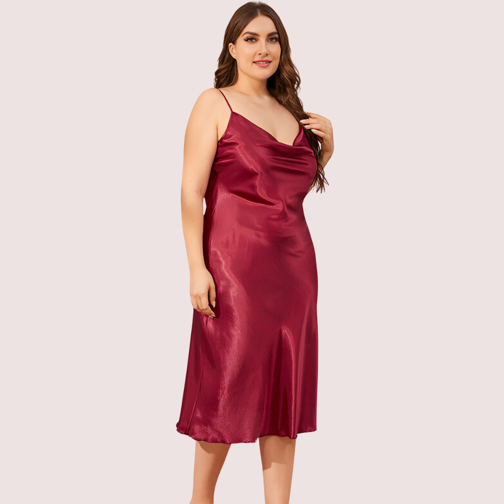 Women's Burgundy Satin Sleepwear, Charming Burgundy Nightwear - Apparel - close-up detail view | Snazzyway